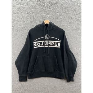 No Jumper Hoodie Men's Large Black Long Sleeve Thick Fleece Pullover